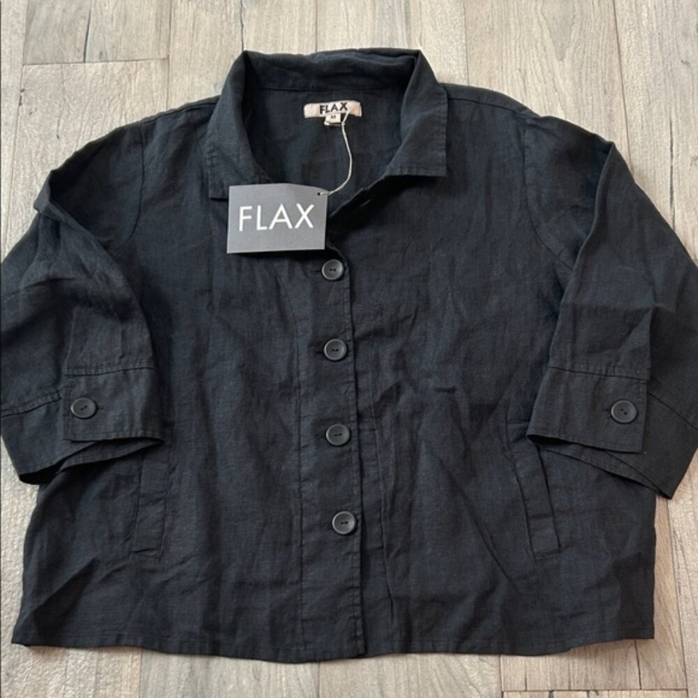 Flax Black/Deep Charcoal Button Down Jacket NWT - image 1